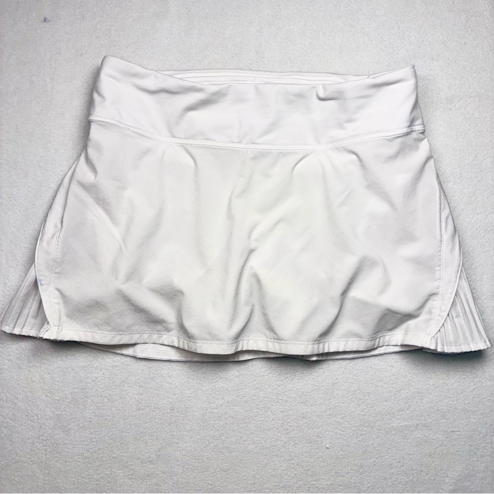Lululemon Peek Pleat High-Rise Tennis Skirt Short White 6 Built In Shorts *READ